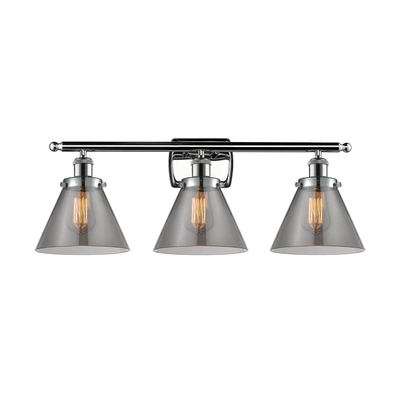 Cone Bath Vanity Light shown in the Polished Chrome finish with a Plated Smoke shade