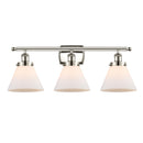 Cone Bath Vanity Light shown in the Polished Nickel finish with a Matte White shade