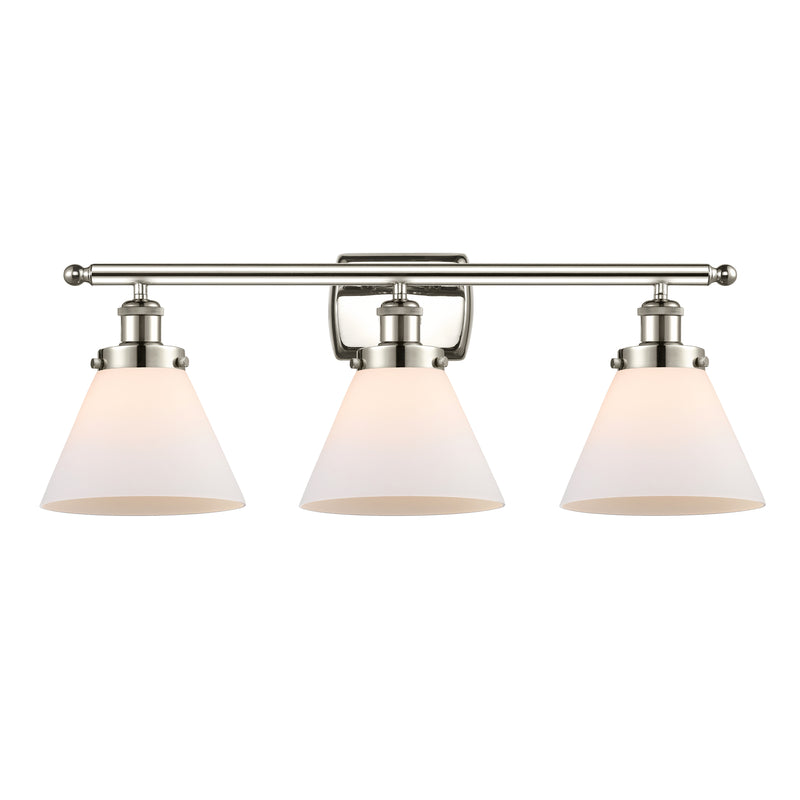 Cone Bath Vanity Light shown in the Polished Nickel finish with a Matte White shade