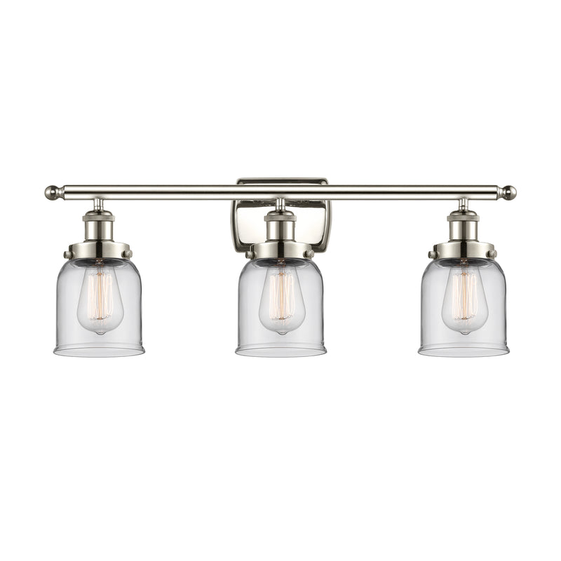 Bell Bath Vanity Light shown in the Polished Nickel finish with a Clear shade