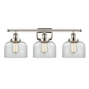 Bell Bath Vanity Light shown in the Polished Nickel finish with a Clear shade