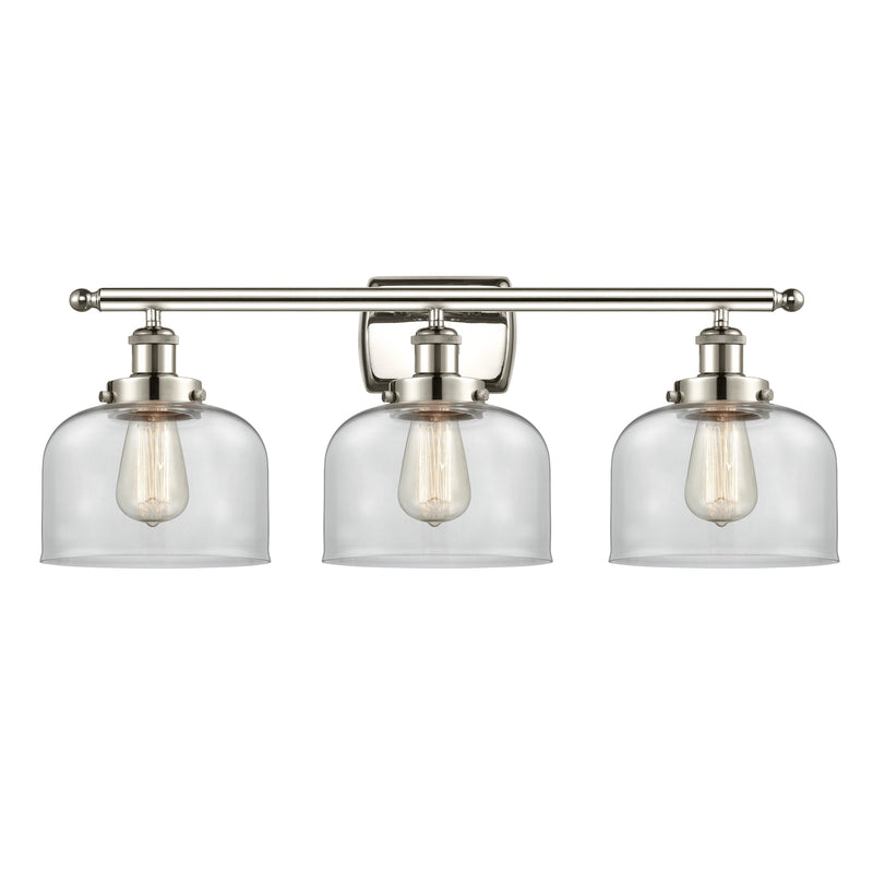 Bell Bath Vanity Light shown in the Polished Nickel finish with a Clear shade