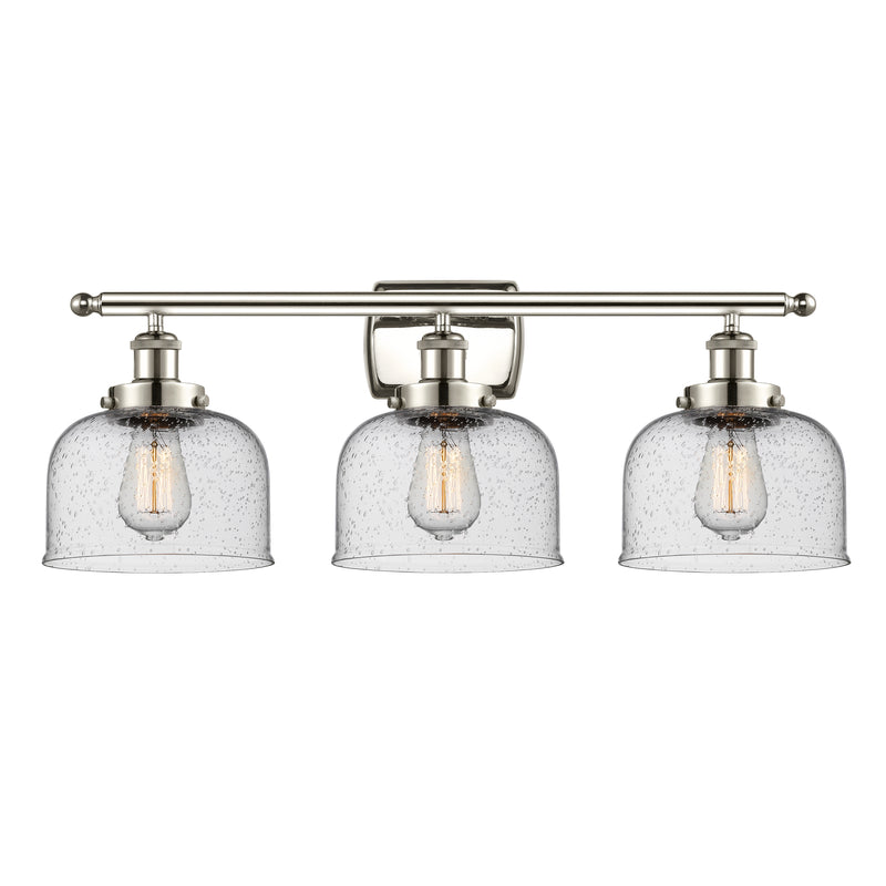 Bell Bath Vanity Light shown in the Polished Nickel finish with a Seedy shade