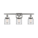 Bell Bath Vanity Light shown in the Brushed Satin Nickel finish with a Clear shade