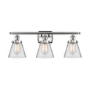 Cone Bath Vanity Light shown in the Brushed Satin Nickel finish with a Clear shade