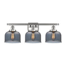 Bell Bath Vanity Light shown in the Brushed Satin Nickel finish with a Plated Smoke shade