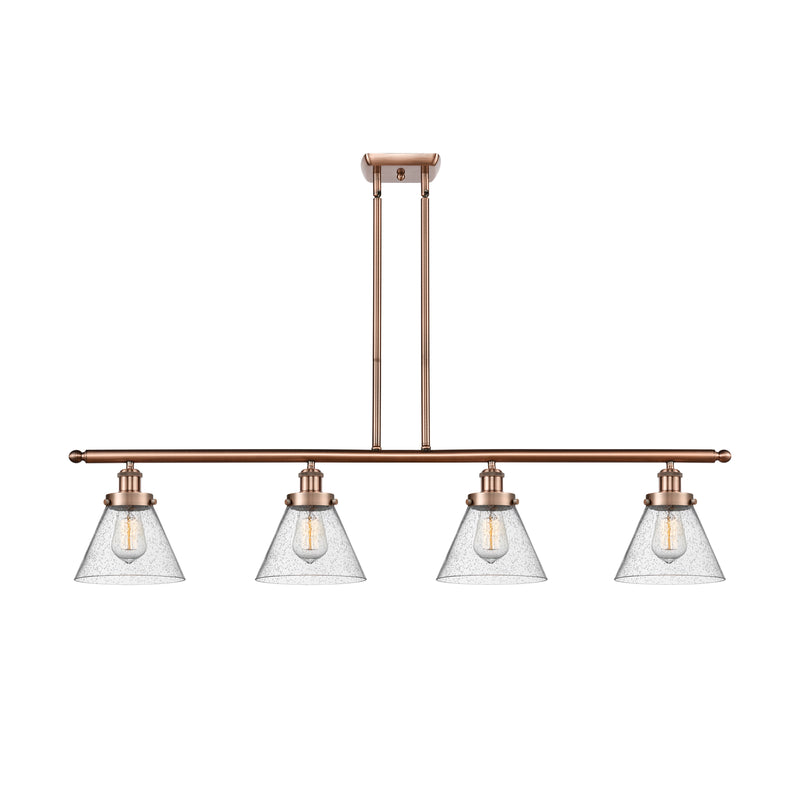 Cone Island Light shown in the Antique Copper finish with a Seedy shade