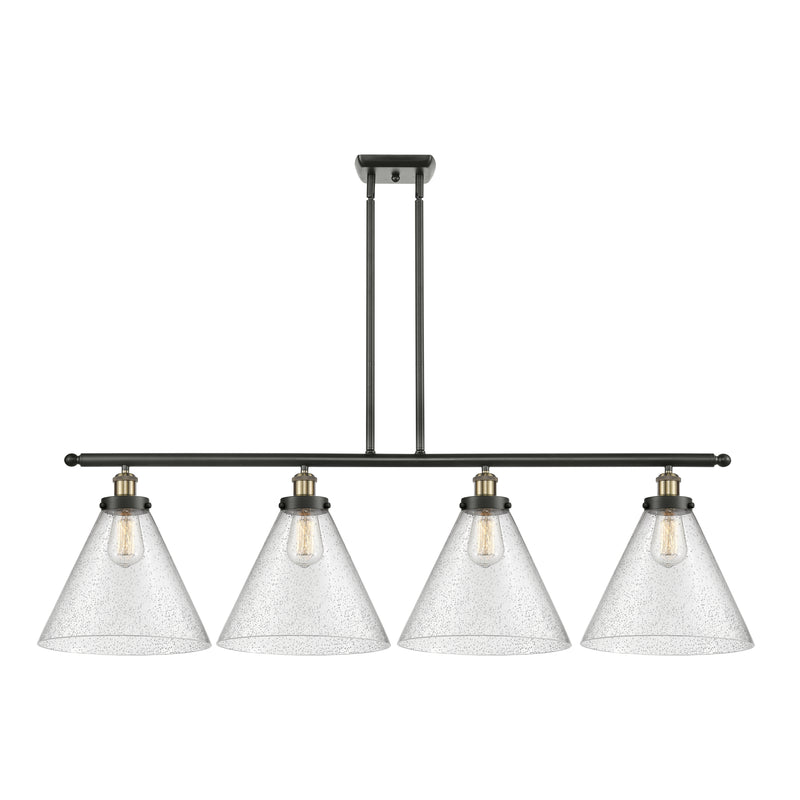 Cone Island Light shown in the Black Antique Brass finish with a Seedy shade