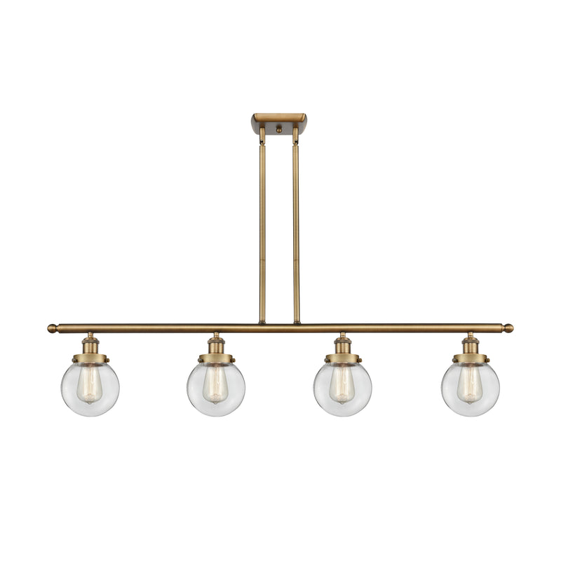 Beacon Island Light shown in the Brushed Brass finish with a Clear shade