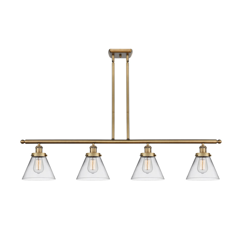 Cone Island Light shown in the Brushed Brass finish with a Clear shade