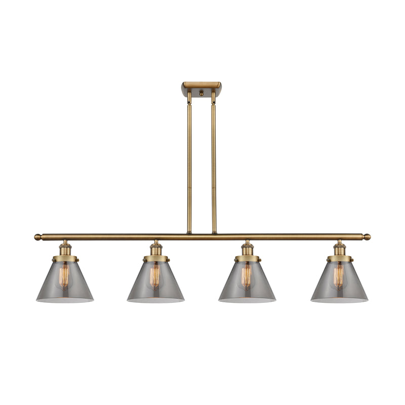 Cone Island Light shown in the Brushed Brass finish with a Plated Smoke shade