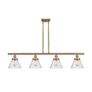 Cone Island Light shown in the Brushed Brass finish with a Seedy shade