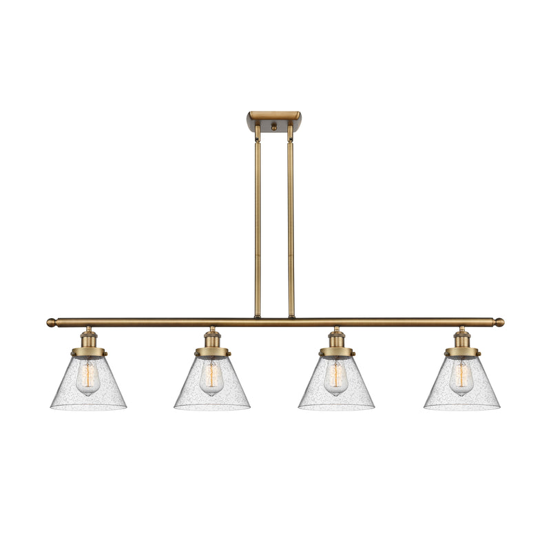 Cone Island Light shown in the Brushed Brass finish with a Seedy shade