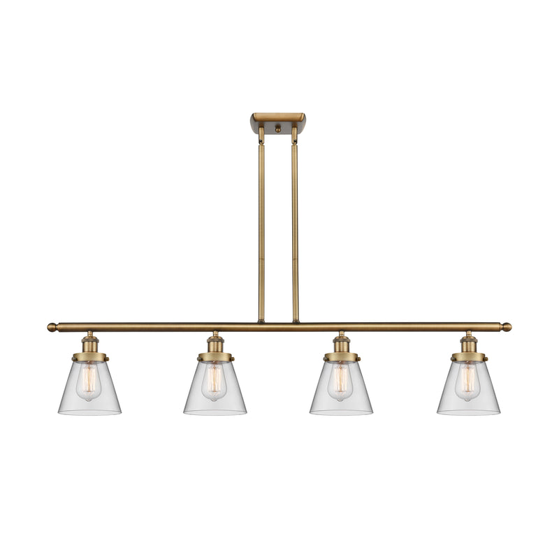 Cone Island Light shown in the Brushed Brass finish with a Clear shade