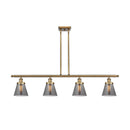 Cone Island Light shown in the Brushed Brass finish with a Plated Smoke shade