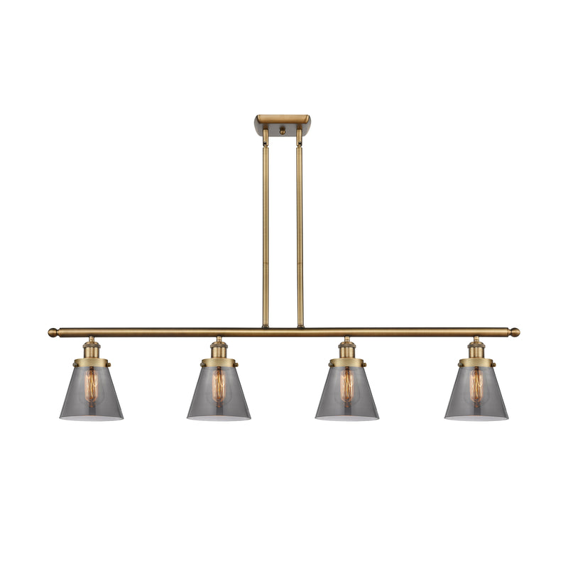 Cone Island Light shown in the Brushed Brass finish with a Plated Smoke shade