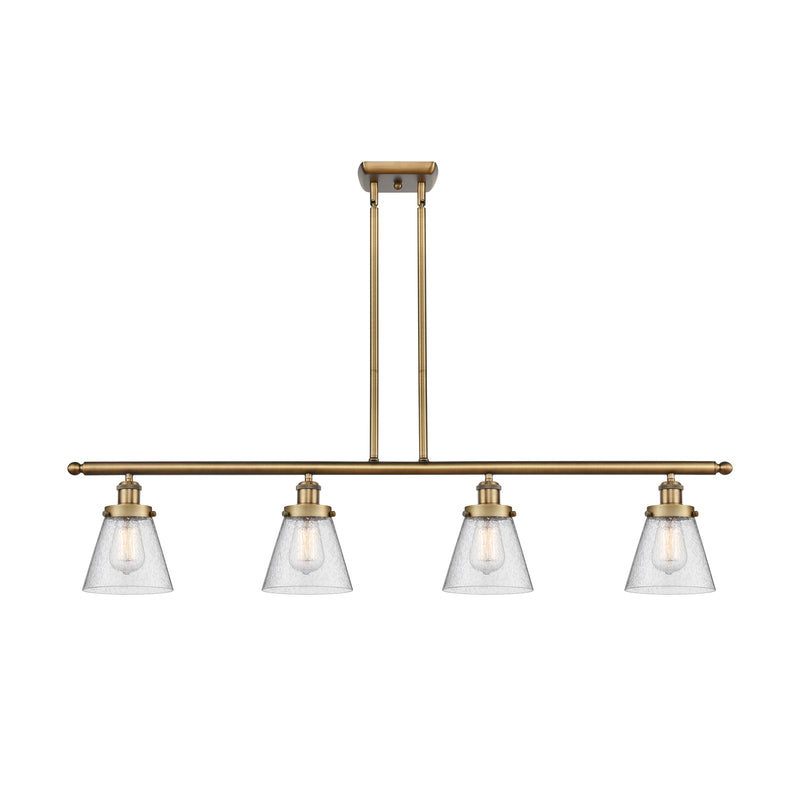 Cone Island Light shown in the Brushed Brass finish with a Seedy shade