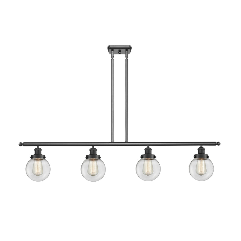 Beacon Island Light shown in the Matte Black finish with a Clear shade