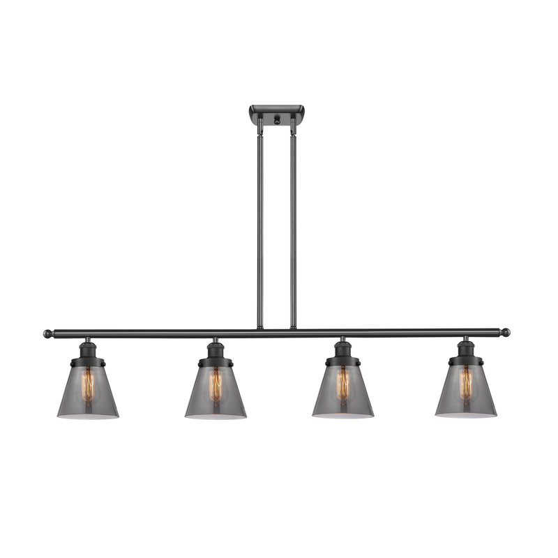 Cone Island Light shown in the Matte Black finish with a Plated Smoke shade