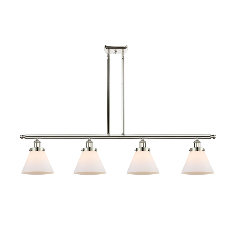 Cone Island Light shown in the Polished Nickel finish with a Matte White shade