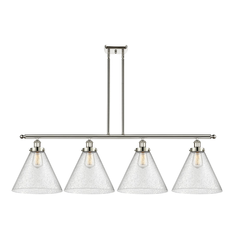 Cone Island Light shown in the Polished Nickel finish with a Seedy shade