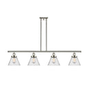 Cone Island Light shown in the Polished Nickel finish with a Seedy shade