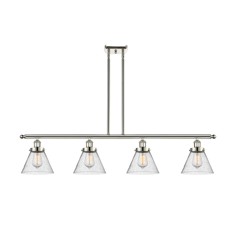 Cone Island Light shown in the Polished Nickel finish with a Seedy shade