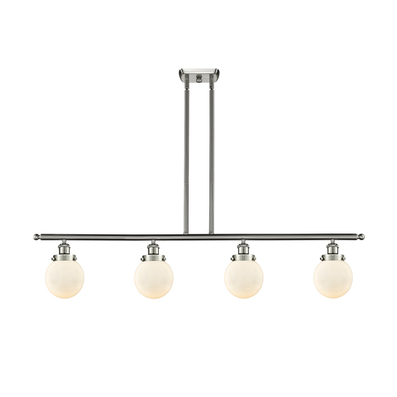 Beacon Island Light shown in the Brushed Satin Nickel finish with a Matte White shade