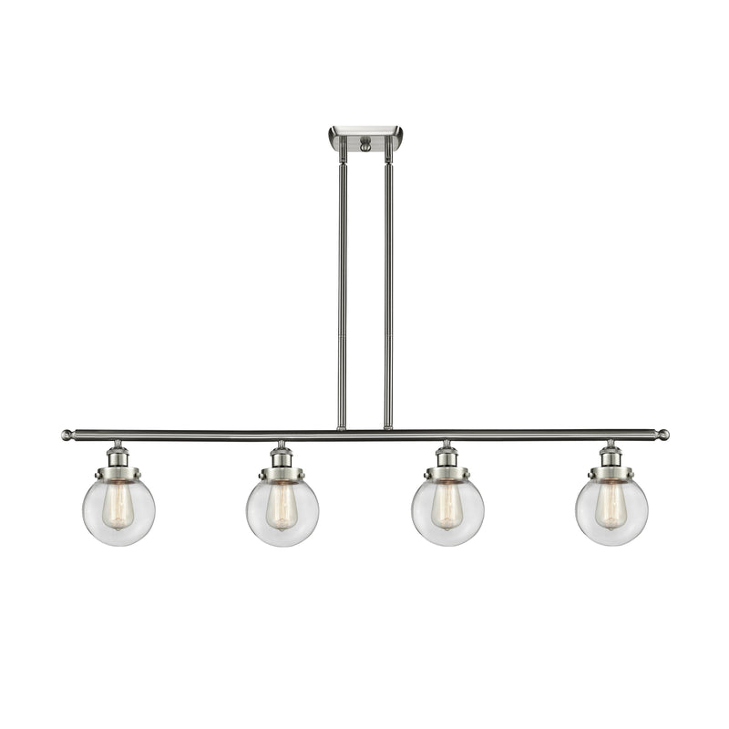 Beacon Island Light shown in the Brushed Satin Nickel finish with a Clear shade