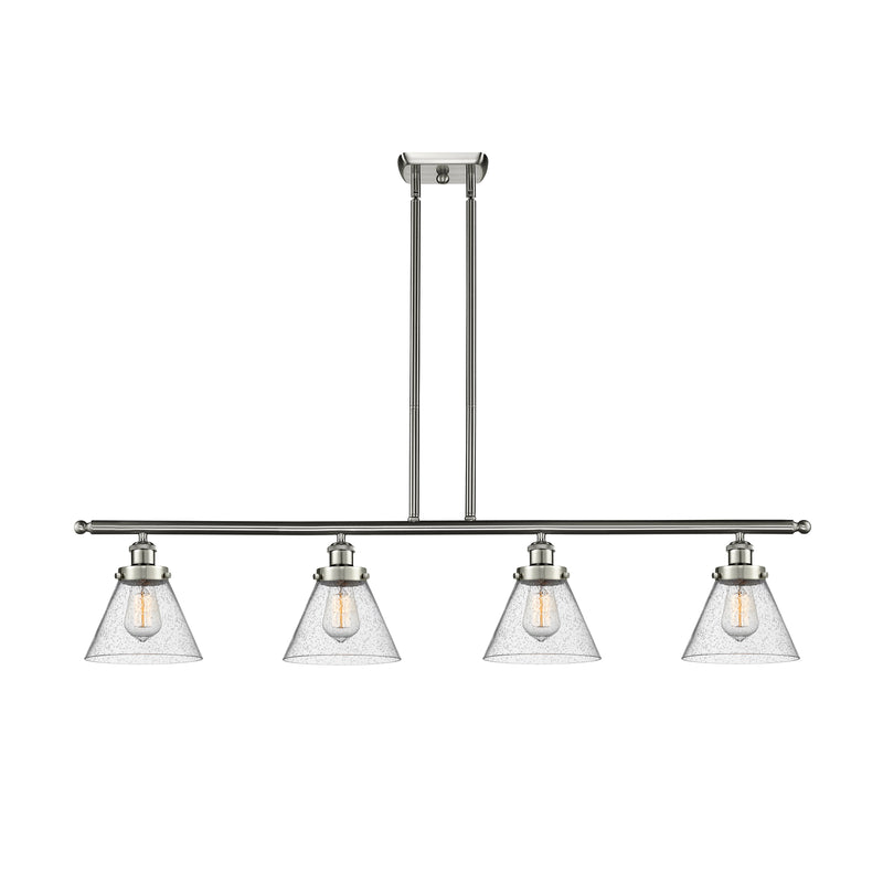 Cone Island Light shown in the Brushed Satin Nickel finish with a Seedy shade