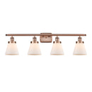 Cone Bath Vanity Light shown in the Antique Copper finish with a Matte White shade