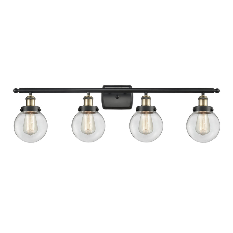 Beacon Bath Vanity Light shown in the Black Antique Brass finish with a Clear shade