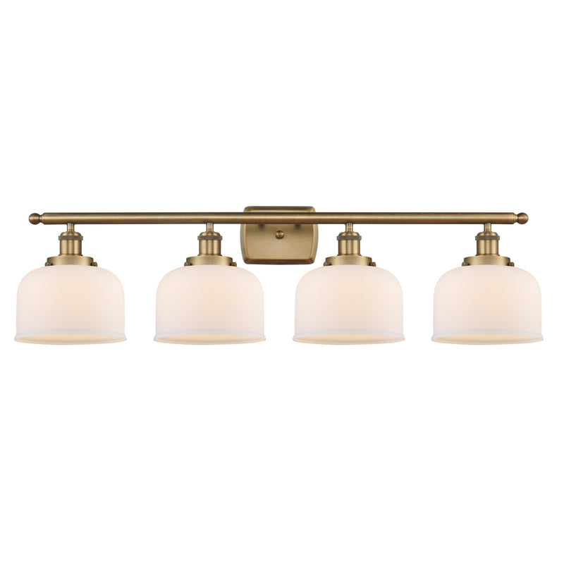 Bell Bath Vanity Light shown in the Brushed Brass finish with a Matte White shade