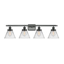 Cone Bath Vanity Light shown in the Matte Black finish with a Clear shade