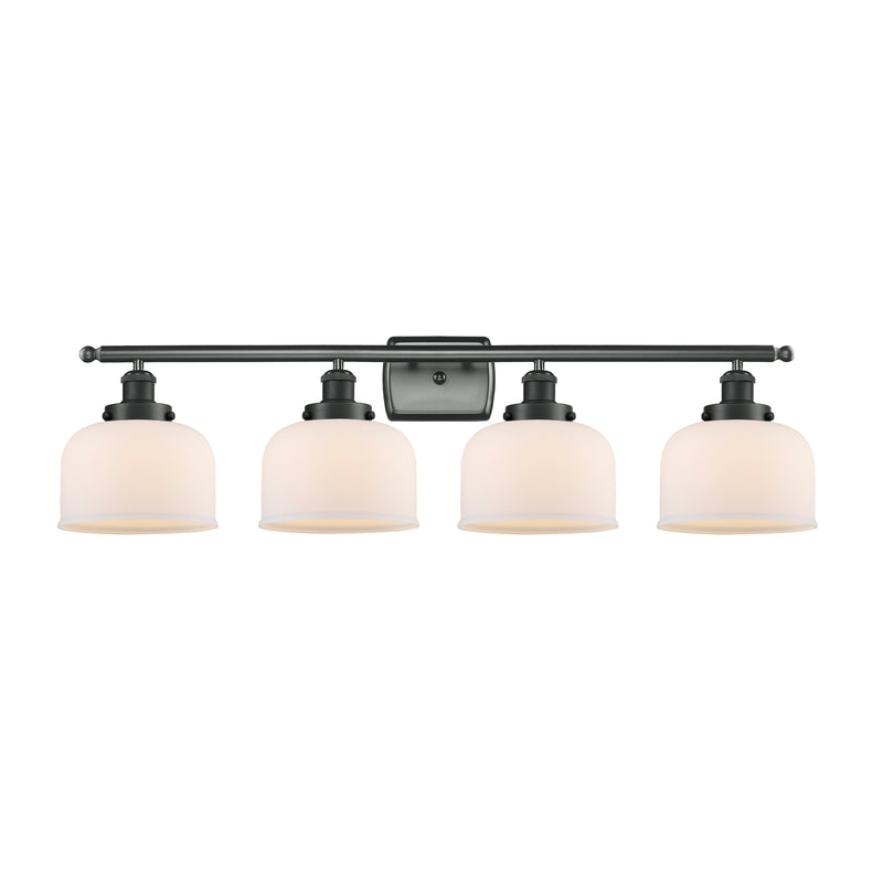 Bell Bath Vanity Light shown in the Matte Black finish with a Matte White shade