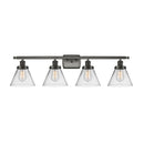 Cone Bath Vanity Light shown in the Oil Rubbed Bronze finish with a Clear shade