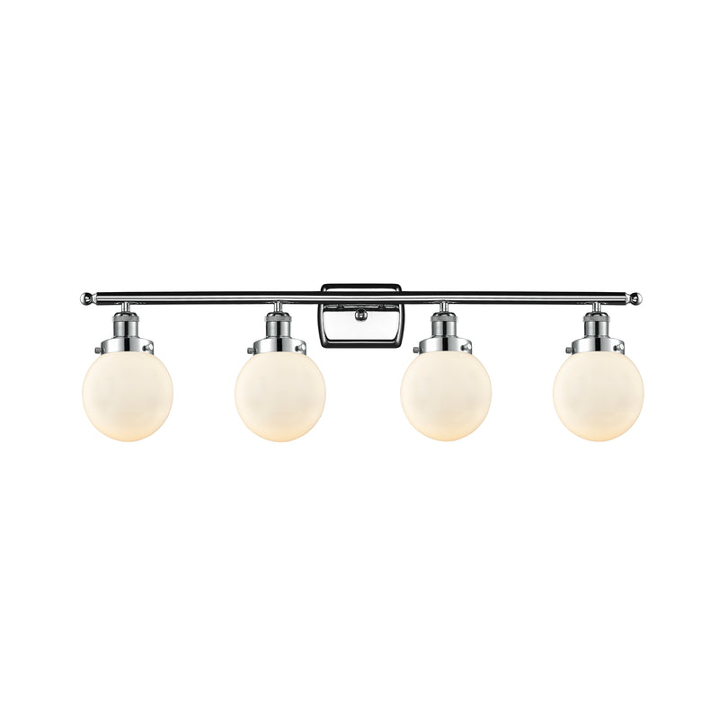 Beacon Bath Vanity Light shown in the Polished Chrome finish with a Matte White shade