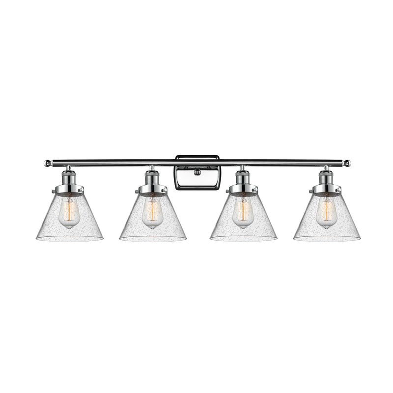 Cone Bath Vanity Light shown in the Polished Chrome finish with a Seedy shade