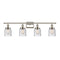 Bell Bath Vanity Light shown in the Polished Nickel finish with a Seedy shade