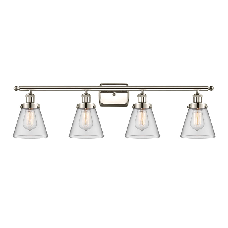 Cone Bath Vanity Light shown in the Polished Nickel finish with a Clear shade