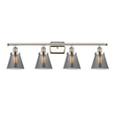 Cone Bath Vanity Light shown in the Polished Nickel finish with a Plated Smoke shade