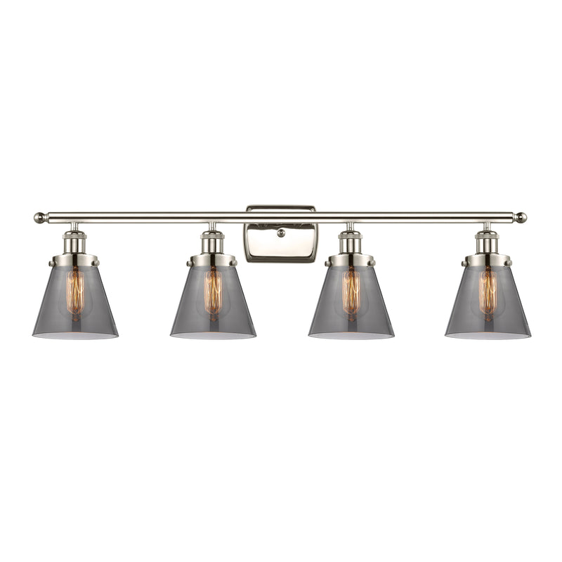 Cone Bath Vanity Light shown in the Polished Nickel finish with a Plated Smoke shade