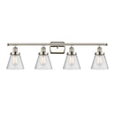 Cone Bath Vanity Light shown in the Polished Nickel finish with a Seedy shade