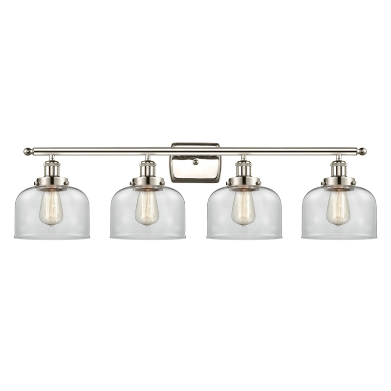 Bell Bath Vanity Light shown in the Polished Nickel finish with a Clear shade