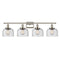 Bell Bath Vanity Light shown in the Polished Nickel finish with a Seedy shade