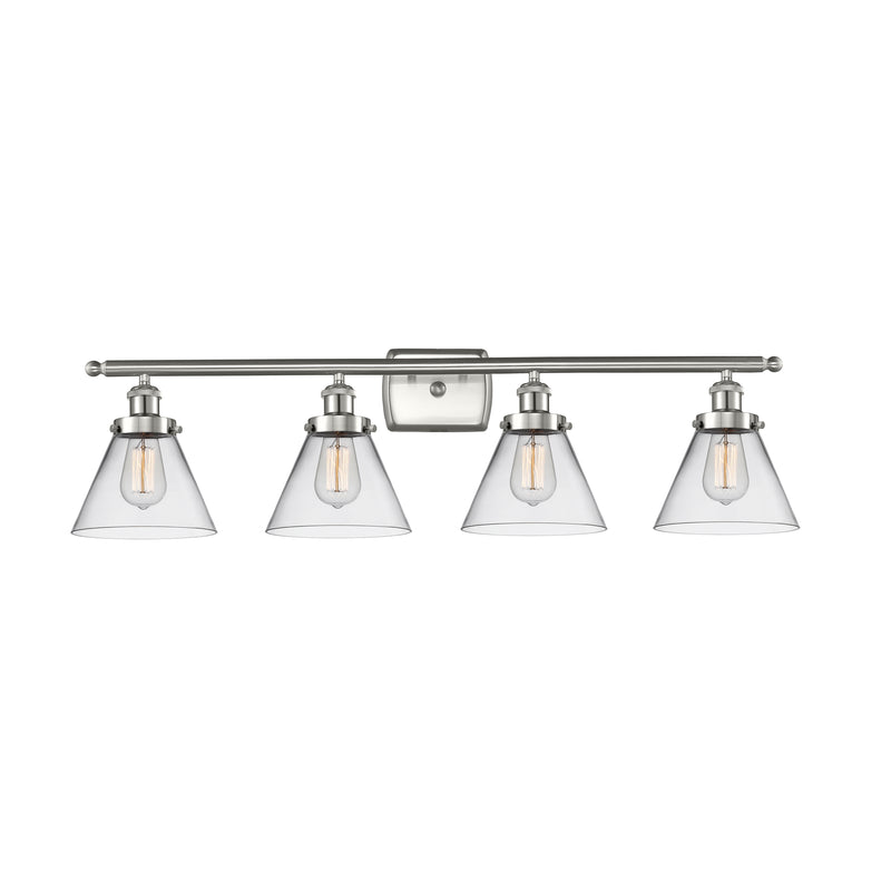 Cone Bath Vanity Light shown in the Brushed Satin Nickel finish with a Clear shade