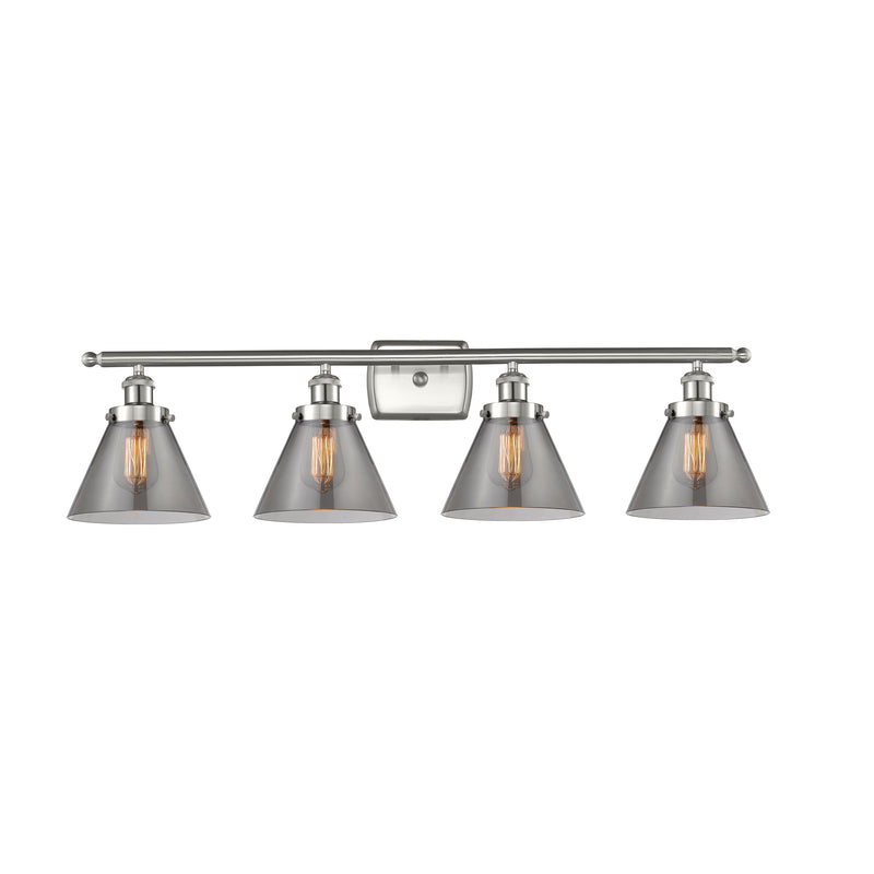 Cone Bath Vanity Light shown in the Brushed Satin Nickel finish with a Plated Smoke shade