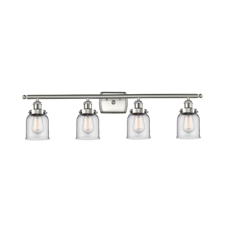 Bell Bath Vanity Light shown in the Brushed Satin Nickel finish with a Clear shade