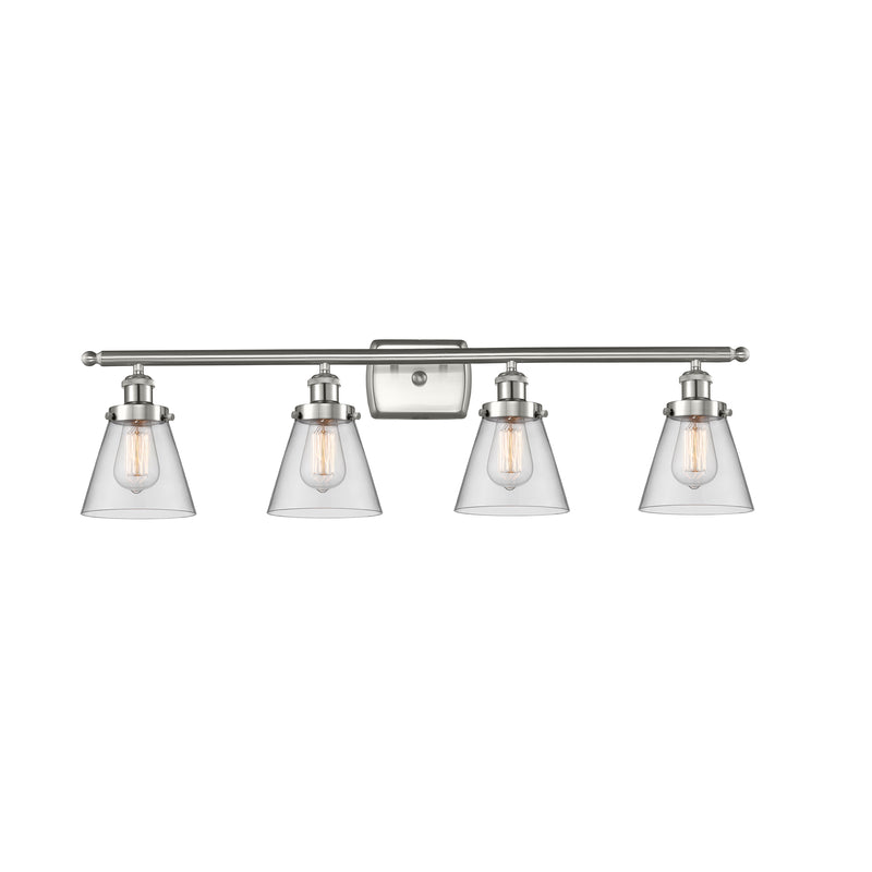 Cone Bath Vanity Light shown in the Brushed Satin Nickel finish with a Clear shade