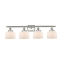 Bell Bath Vanity Light shown in the Brushed Satin Nickel finish with a Matte White shade